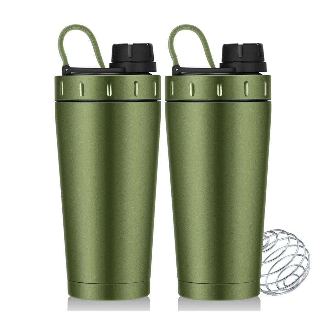 Double Wall, Stainless Steel Vacuum Insulated Protein Shaker Bottle with Mixer Ball